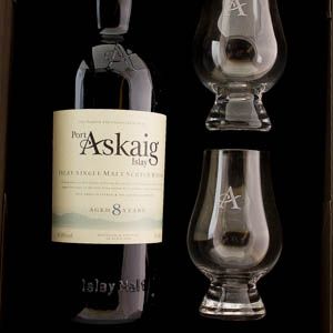Coffret Whisky Port Askaig 8 ans + 2 verres