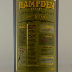 Rhum Jamaïque Hampden 8 ans  46°
