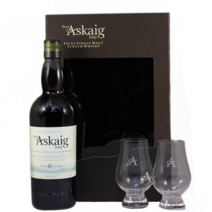 Coffret Whisky Port Askaig 8 ans + 2 verres