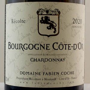 Bourgogne Côte d'Or Domaine Fabien Coche 2020 Blanc 