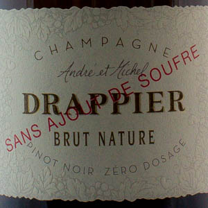 Champagne Drappier Brut Nature Pinot Noir sans souffre 