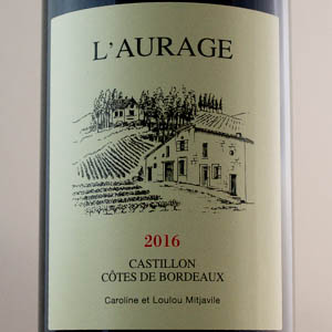  Castillon Côtes de Bordeaux L'aurage 2016
