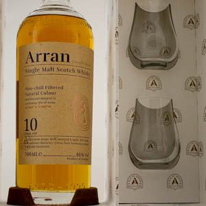 Coffret Whisky Arran 10 ans Single Malt + 2 verres